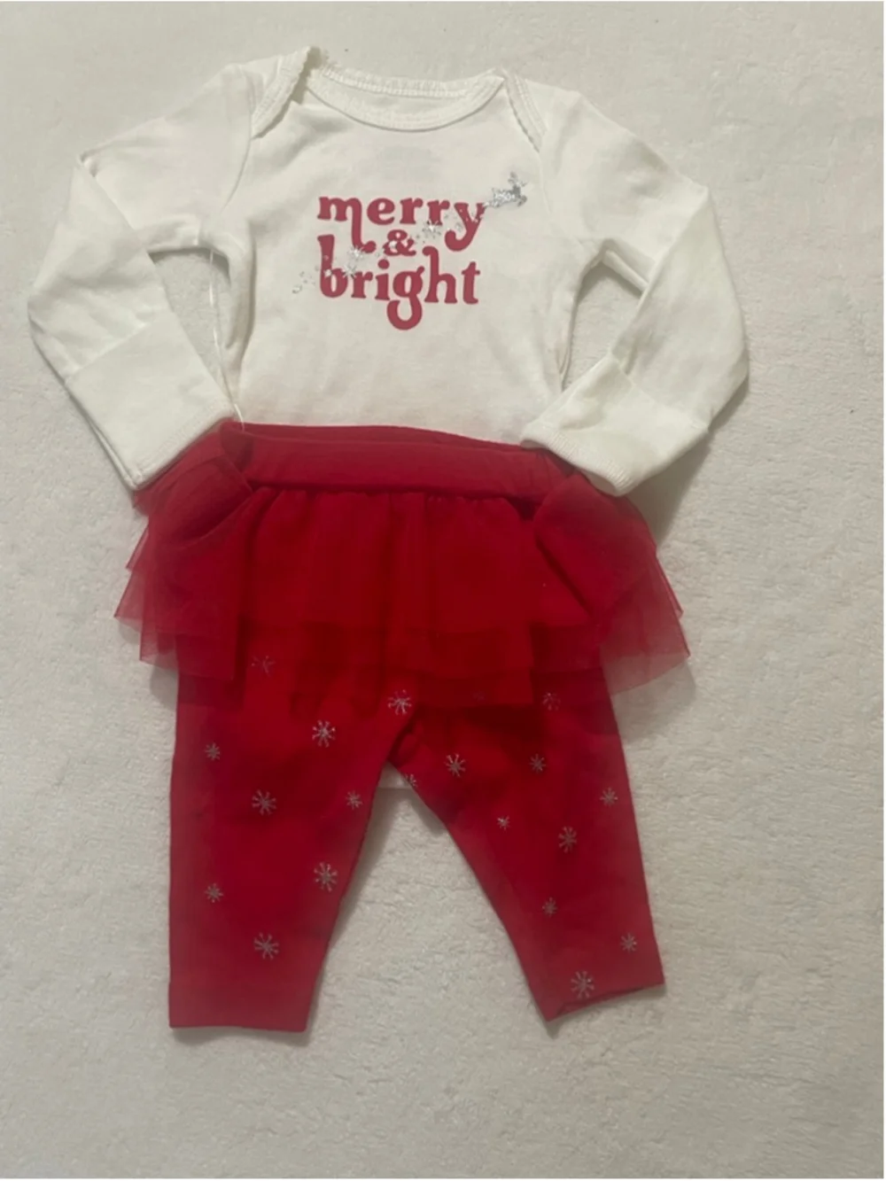 Girls Carter's Newborn Red White Christmas tutu pants Set
